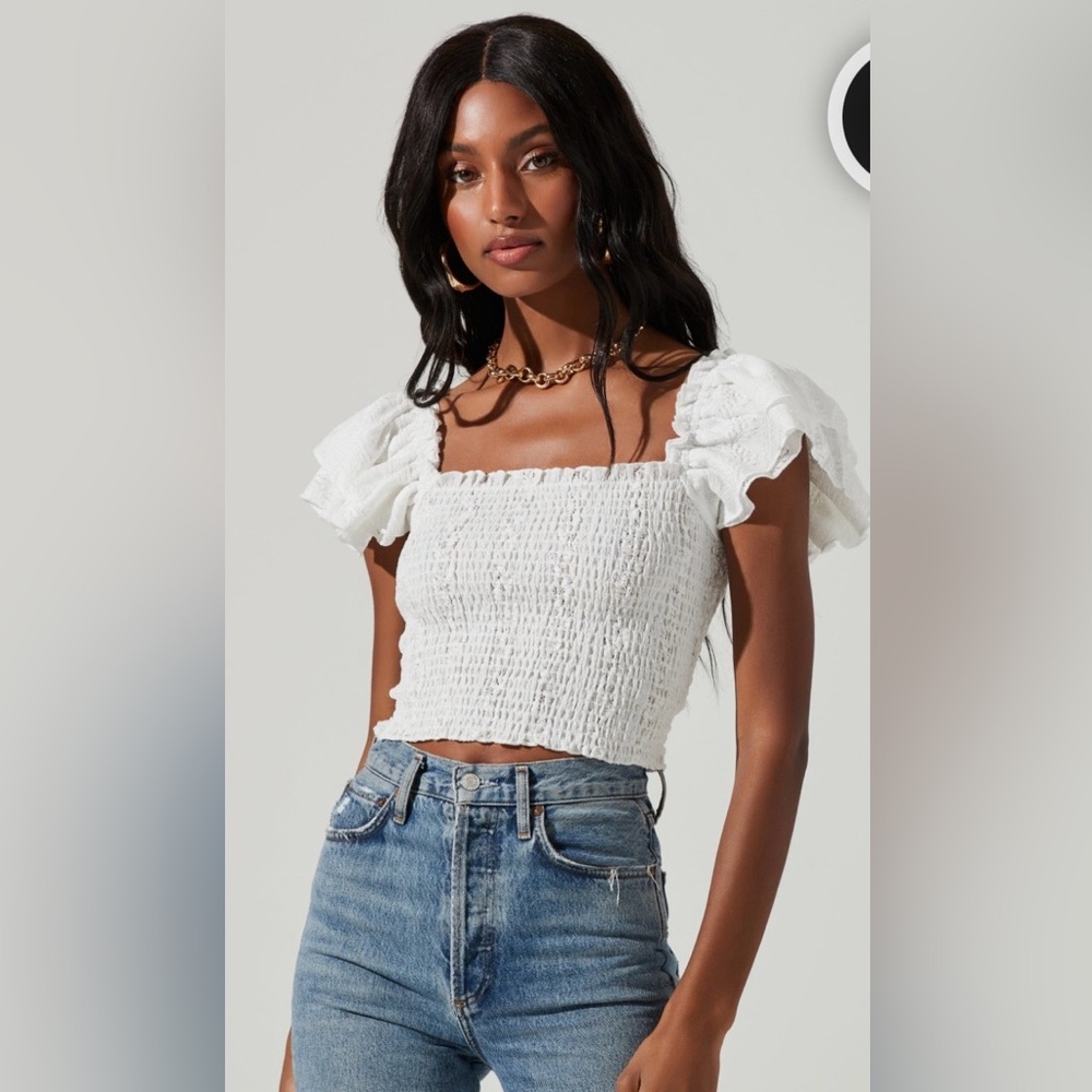 ASTR Smocked Flutter Gauze Top | 80% OFF Retail